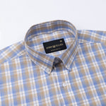 Aethar Blue Check Button Down Cotton Shirt - John Ellies