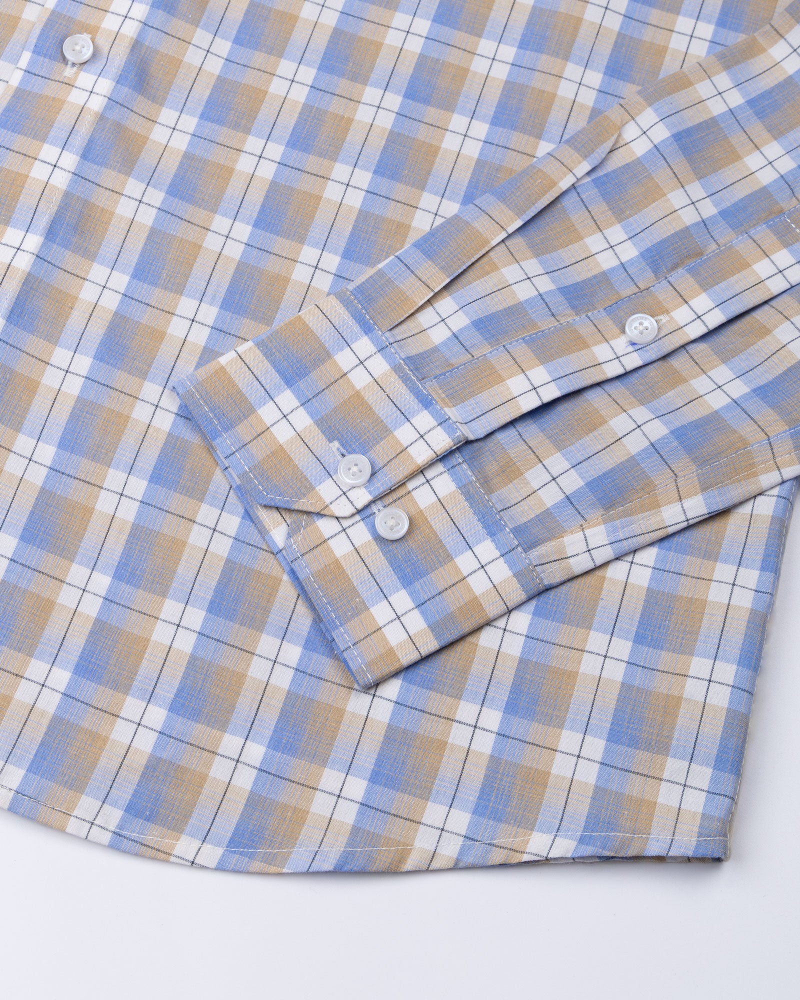 Aethar Blue Check Button Down Cotton Shirt - John Ellies