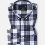 Aethar Charcoal Grey Check Button Down Cotton Shirt - John Ellies
