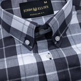 Aethar Charcoal Grey Check Button Down Cotton Shirt
