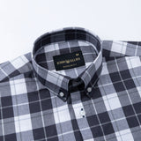 Aethar Charcoal Grey Check Button Down Cotton Shirt