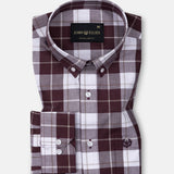 Aethar Maroon Check Button Down Cotton Shirt - John Ellies