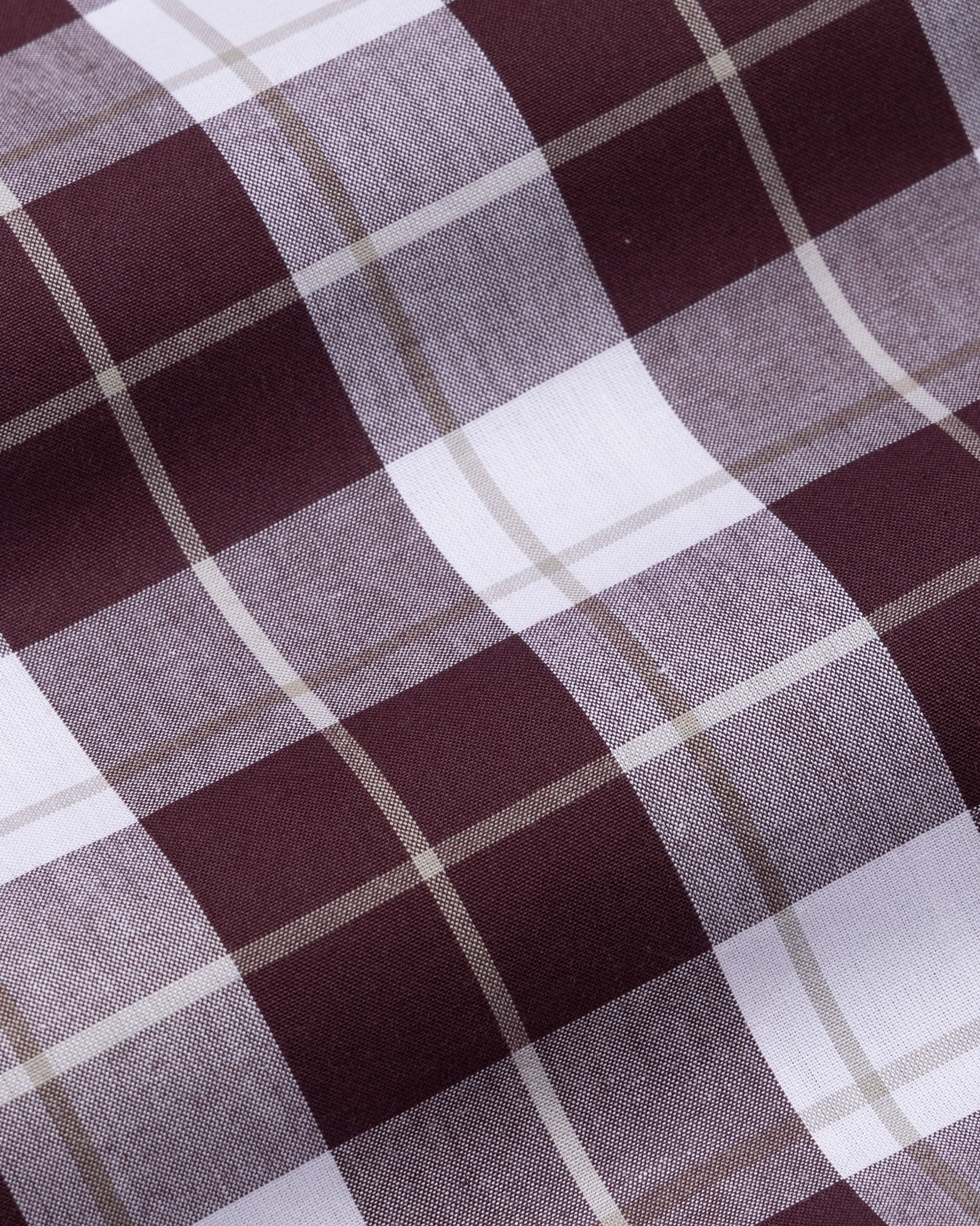 Aethar Maroon Check Button Down Cotton Shirt - John Ellies