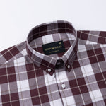 Aethar Maroon Check Button Down Cotton Shirt - John Ellies