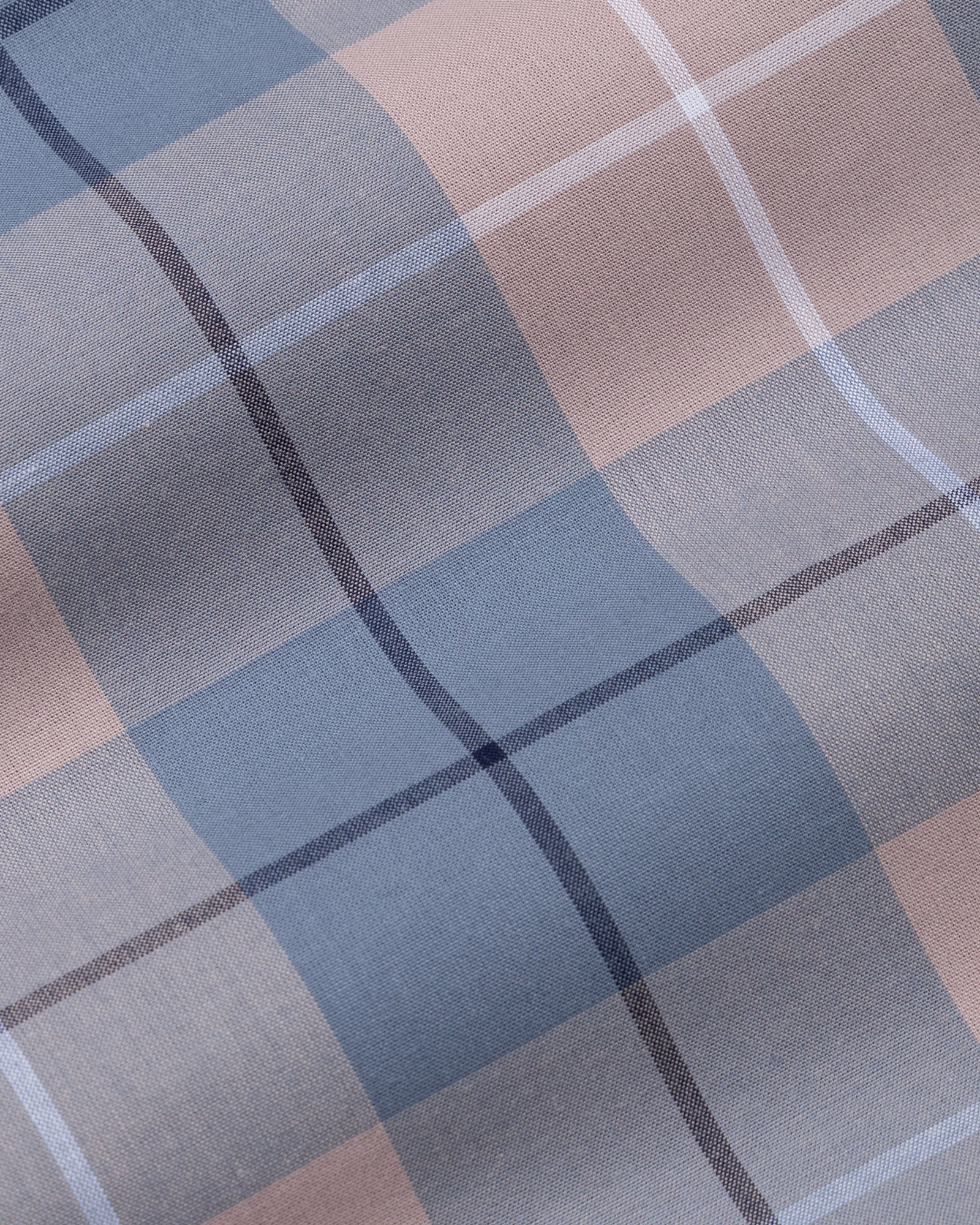 Aethar Steel Blue Check Button Down Cotton Shirt - John Ellies