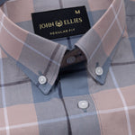 Aethar Steel Blue Check Button Down Cotton Shirt - John Ellies