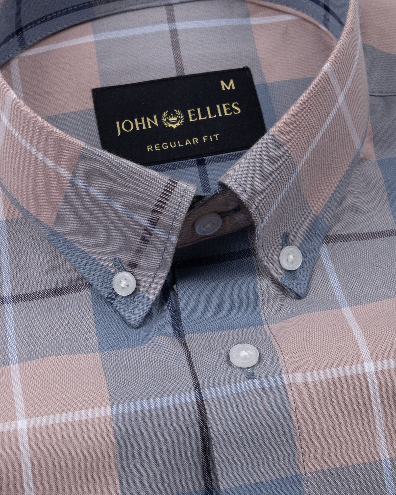 Aethar Steel Blue Check Button Down Cotton Shirt - John Ellies
