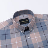 Aethar Steel Blue Check Button Down Cotton Shirt - John Ellies