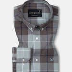 Aethar Olive Check Button Down Cotton Shirt - John Ellies
