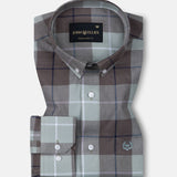 Aethar Olive Check Button Down Cotton Shirt - John Ellies