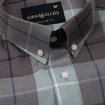 Aethar Olive Check Button Down Cotton Shirt - John Ellies
