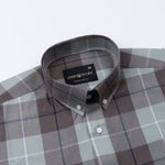 Aethar Olive Check Button Down Cotton Shirt - John Ellies