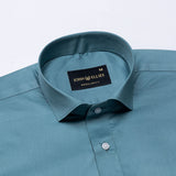 Luvris Teal Plain Cutaway Premium Cotton Shirt