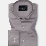 Luvris Warm Grey Plain Cutaway Premium Cotton Shirt