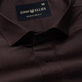 Luvris Brown Plain Cutaway Premium Cotton Shirt