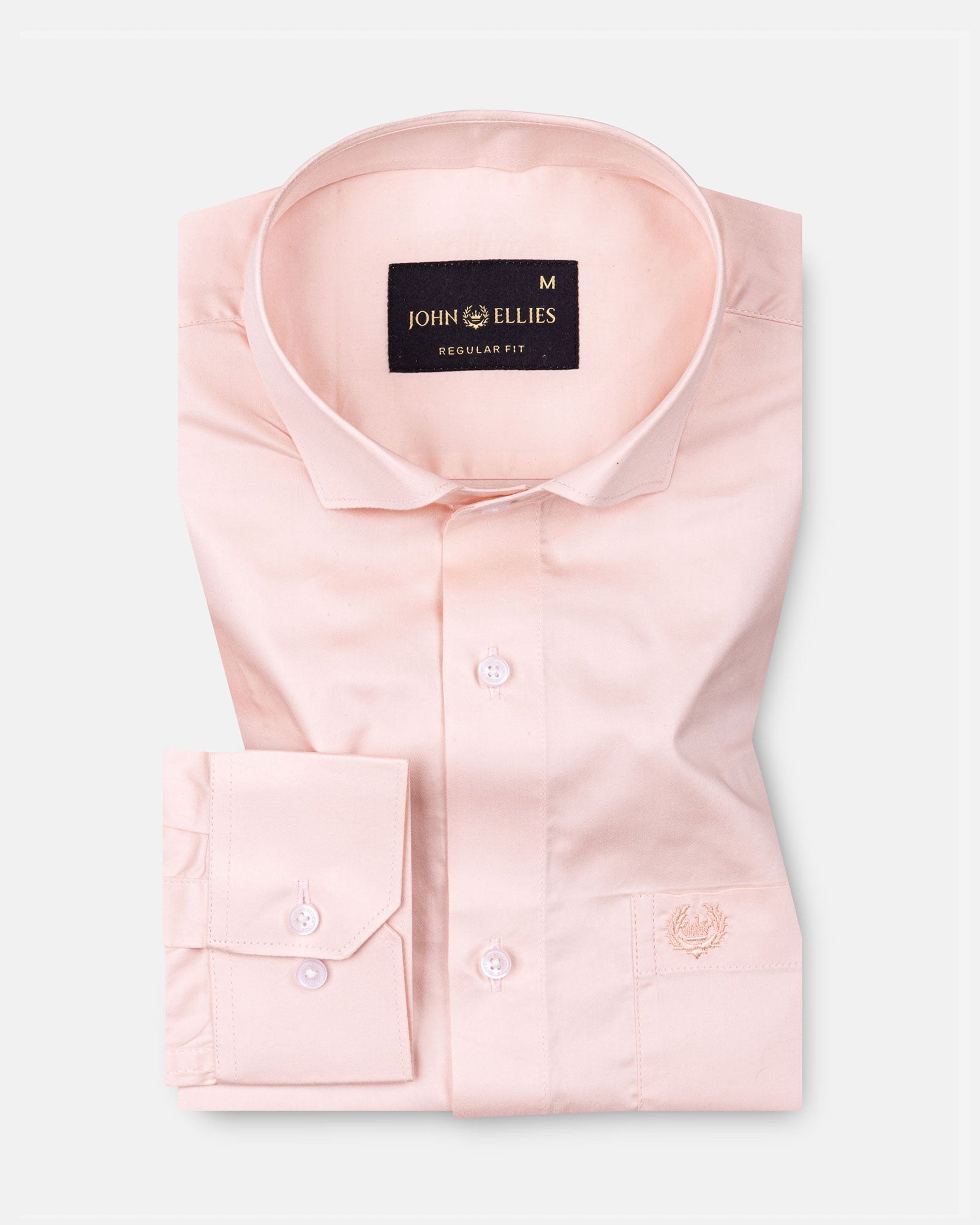 Luvris Peach Plain Cutaway Premium Cotton Shirt - John Ellies