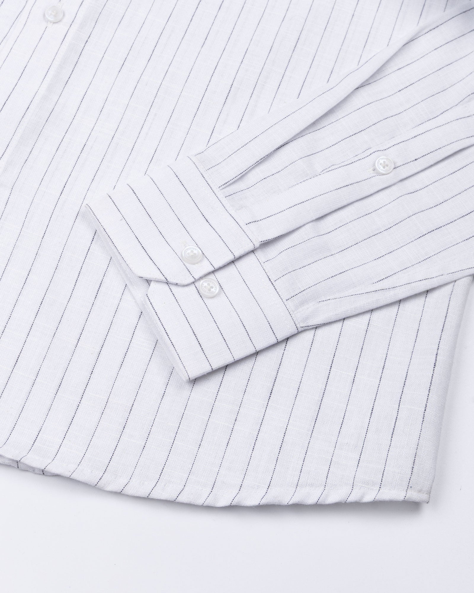 Quack Black Strips Button Down Linen Shirt - John Ellies