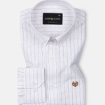 Quack Brown Strips Button Down Linen Shirt - John Ellies