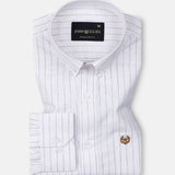 Quack Brown Strips Button Down Linen Shirt - John Ellies