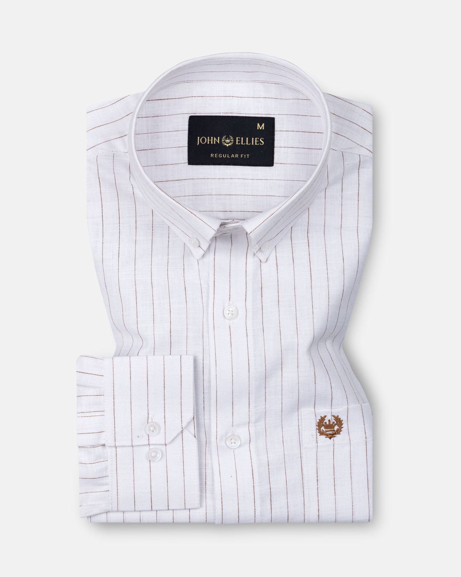 Quack Brown Strips Button Down Linen Shirt - John Ellies