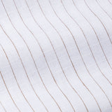 Quack Brown Strips Button Down Linen Shirt - John Ellies