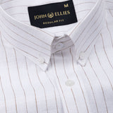 Quack Brown Strips Button Down Linen Shirt - John Ellies