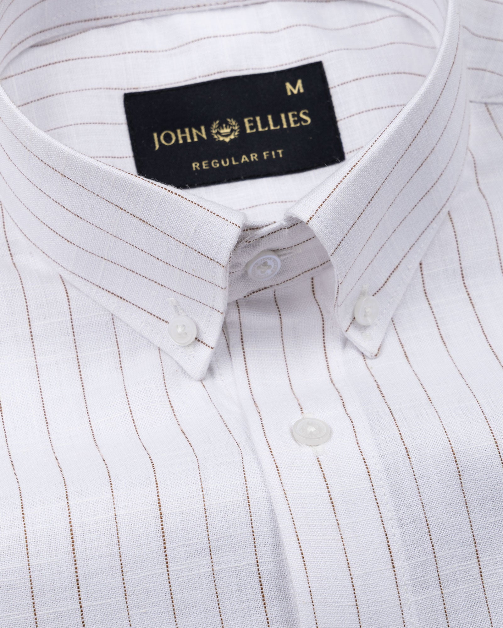 Quack Brown Strips Button Down Linen Shirt - John Ellies