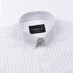 Quack Brown Strips Button Down Linen Shirt - John Ellies