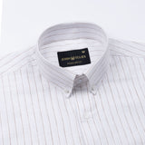 Quack Brown Strips Button Down Linen Shirt - John Ellies