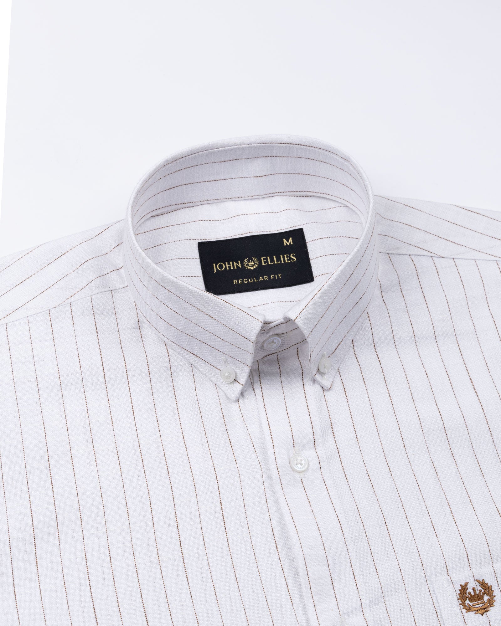 Quack Brown Strips Button Down Linen Shirt - John Ellies