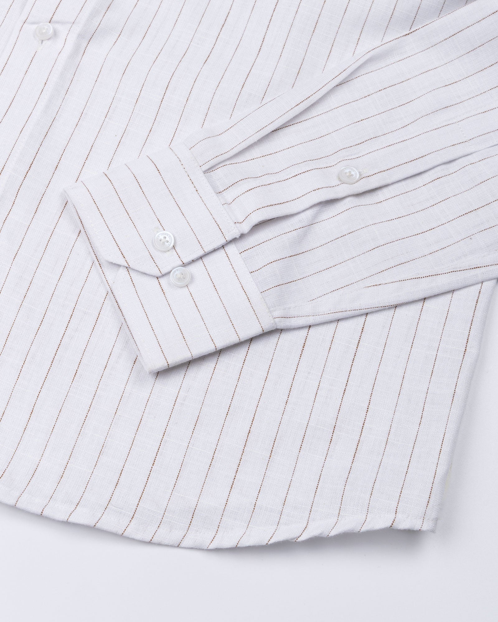 Quack Brown Strips Button Down Linen Shirt - John Ellies