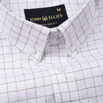 Quack Brown Check Button Down Linen Shirt - John Ellies