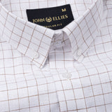 Quack Brown Check Button Down Linen Shirt - John Ellies