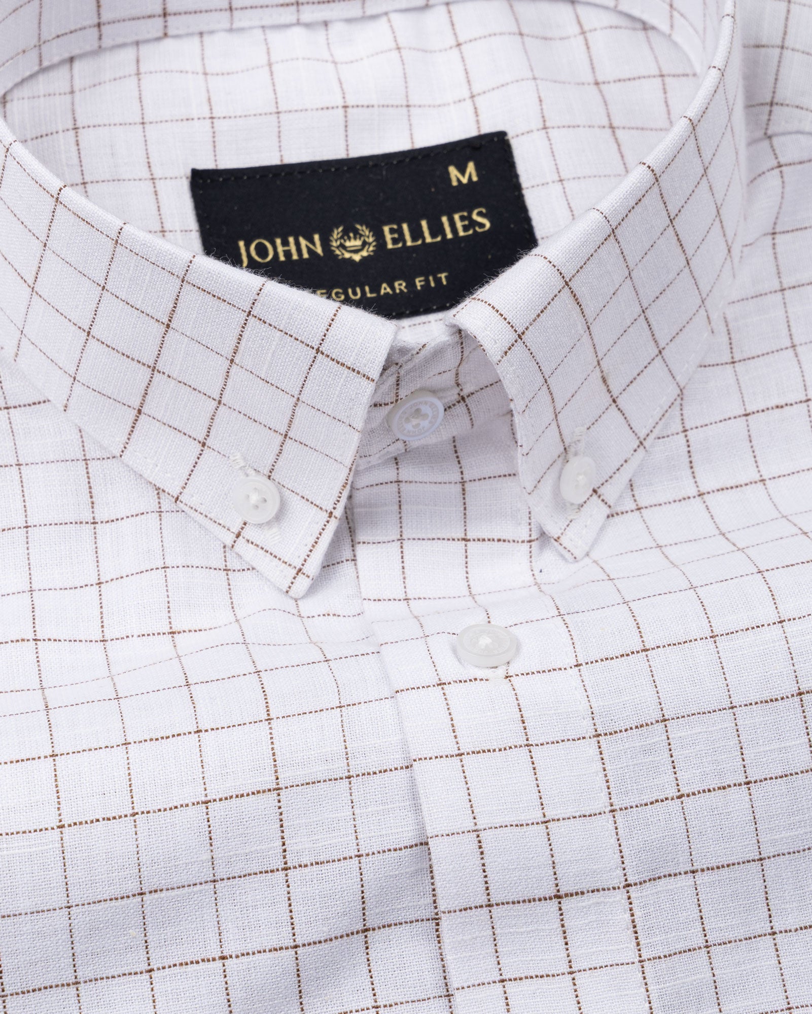 Quack Brown Check Button Down Linen Shirt - John Ellies