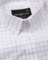 Quack Brown Check Button Down Linen Shirt