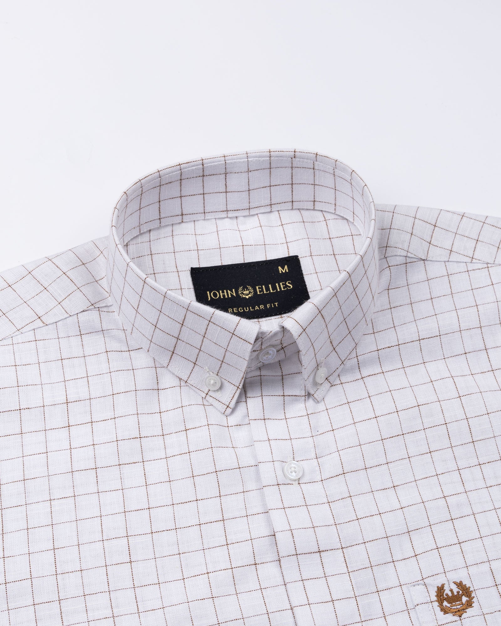 Quack Brown Check Button Down Linen Shirt - John Ellies