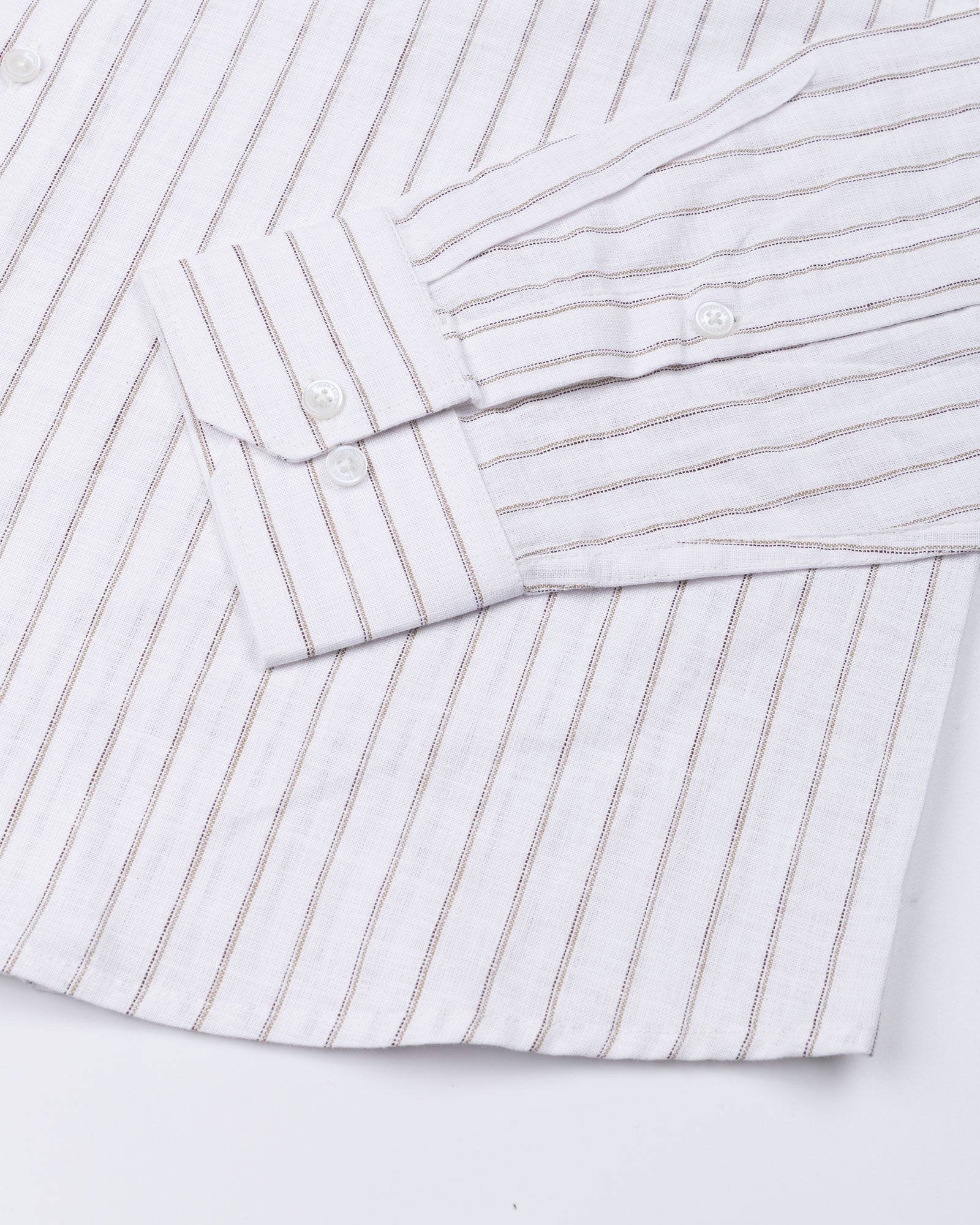 Quack Beige Strips Button Down Linen Shirt - John Ellies