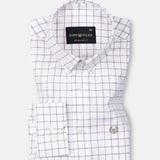 Quack Beige Check Button Down Linen Shirt - John Ellies