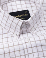 Quack Beige Check Button Down Linen Shirt