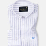 Quack Blue Strips Button Down Linen Shirt - John Ellies