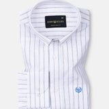 Quack Blue Strips Button Down Linen Shirt - John Ellies