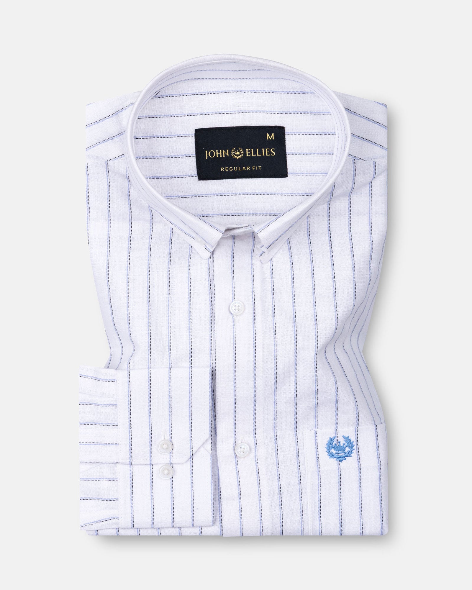 Quack Blue Strips Button Down Linen Shirt - John Ellies