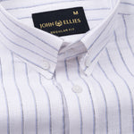 Quack Blue Strips Button Down Linen Shirt - John Ellies