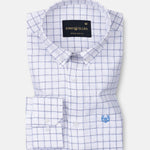 Quack Blue Check Button Down Linen Shirt - John Ellies