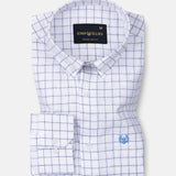 Quack Blue Check Button Down Linen Shirt - John Ellies