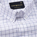 Quack Blue Check Button Down Linen Shirt - John Ellies