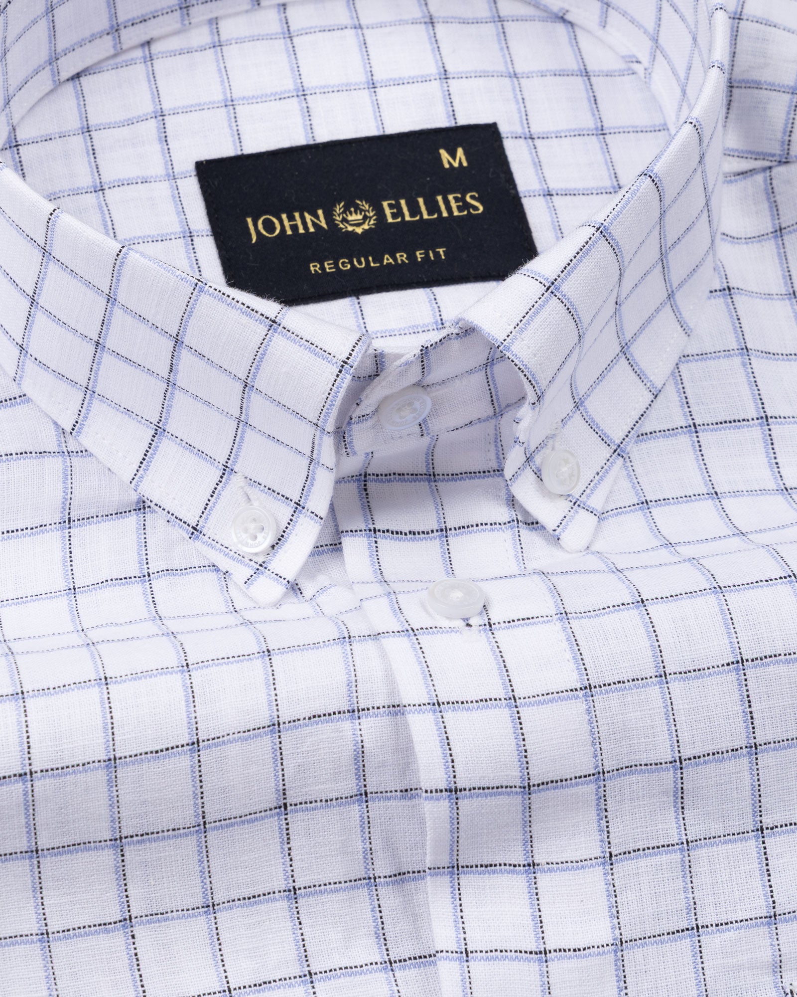 Quack Blue Check Button Down Linen Shirt - John Ellies