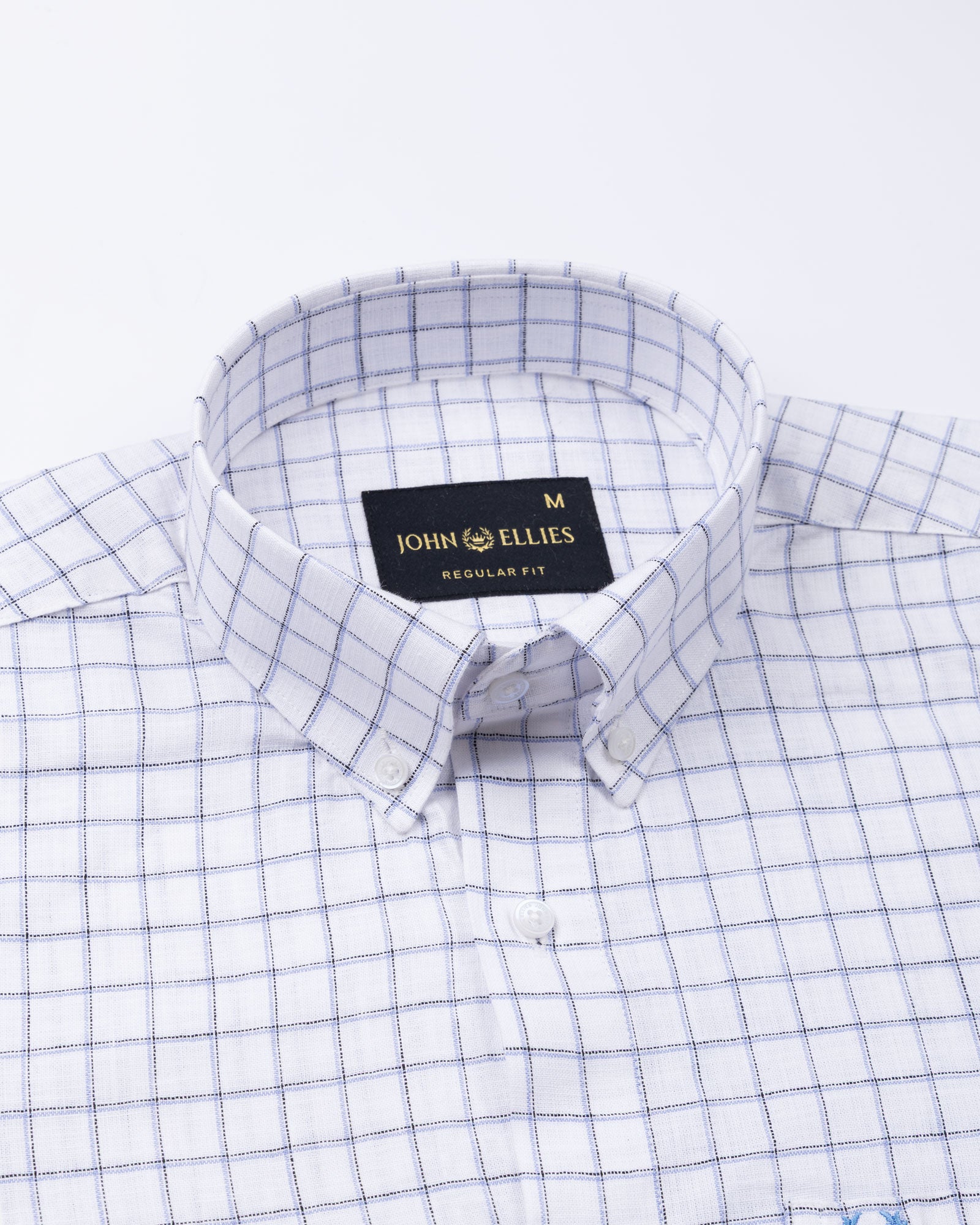 Quack Blue Check Button Down Linen Shirt - John Ellies