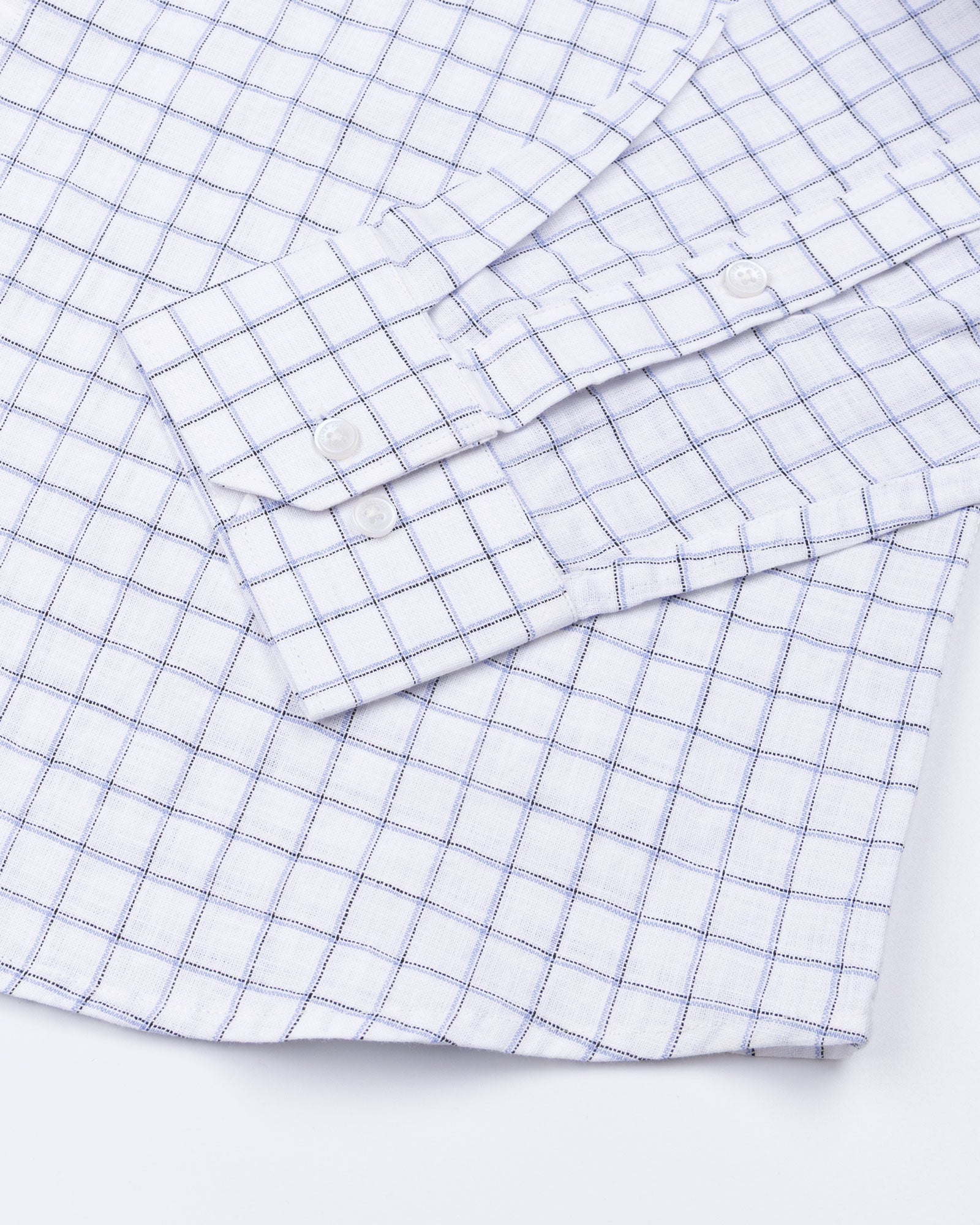 Quack Blue Check Button Down Linen Shirt - John Ellies