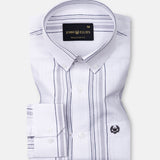 Mocha White Stripe Button Down Oxford Cotton Shirt - John Ellies